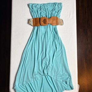 Body Central Turquoise High Low Dress w/ Belt- Small